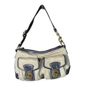 Coach Legacy F13102 65th Anniversary Signature Cream Brown Two Turnlock Bag Y2K